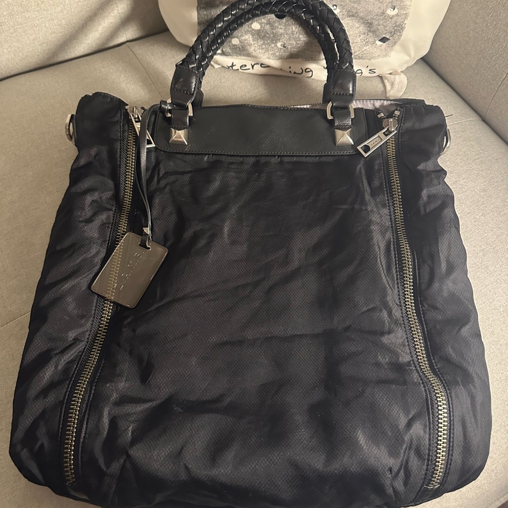 L.A.M.B. by Gwen Stefani Black Nylon Satchel w/ Braided Handles